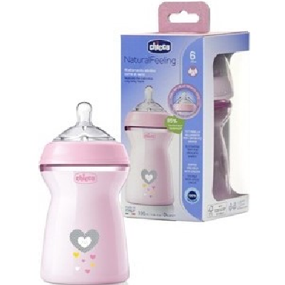 CHICCO BIBERAO NATURAL ROSA 330ML 6M+