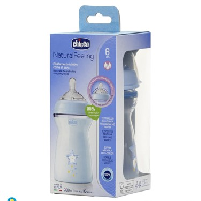CHICCO BIBERAO NATURAL AZUL 330ML 6M+