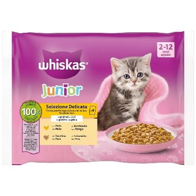 WHISKAS 4X85G GELEIA AVES JUNIOR 